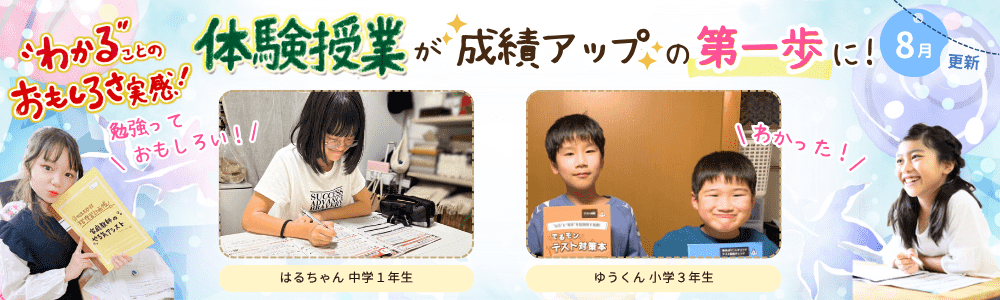 【8月更新】わかることのおもしろさ実感！成績アップの第一歩に！家庭教師のやる気アシストで体験授業を受けたお子さんの写真