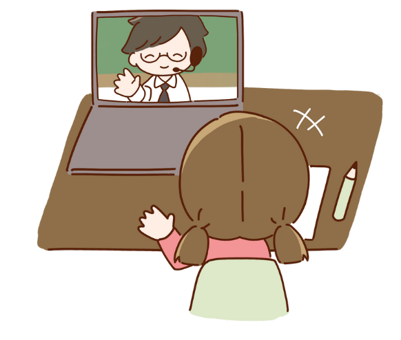 やる気アシストのオンライン個別指導で教えてもらっていお子さんの画像です。