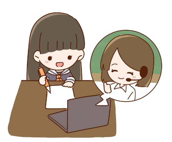 やる気アシストのオンライン個別指導でスタッフが声を掛けているときの様子の画像です。