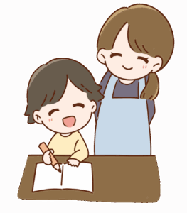 家庭教師のやる気アシストの個別指導をやって笑顔になってくれた親子の画像です。