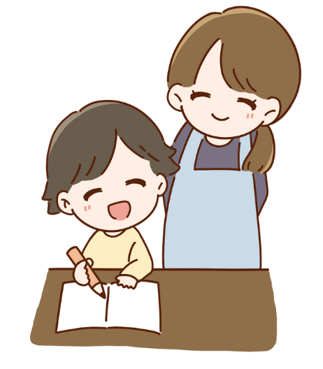 家庭教師のやる気アシストの個別指導をやって笑顔になってくれた親子の画像です。