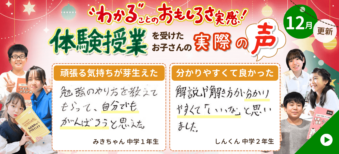 家庭教師のやる気アシストで体験授業を受けた実際の声をご紹介。わかることの面白さを実感中！