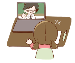 アシストのオンライン個別指導の無料開放の女の子と先生の画像です。