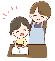 アシストのオンライン個別指導の無料開放の男の子とお母さんの画像です。