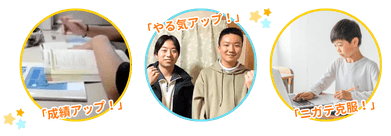 アシストのオンライン個別指導の無料開放のキャンペーン画像です。
「成績アップ！」
「やる気アップ！」
「ニガテ克服！」