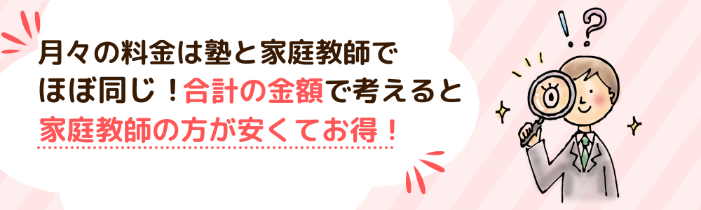 月々の料金は塾と家庭教師でほぼ同じ！合計の金額で考えると家庭教師の方が安くてお得！