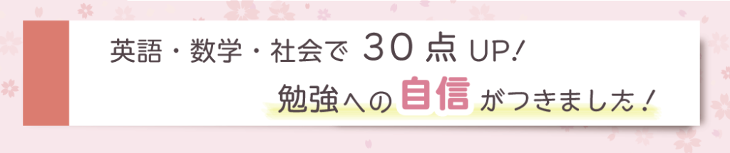 英語・数学・社会で30点アップ！勉強への自信がつきました！