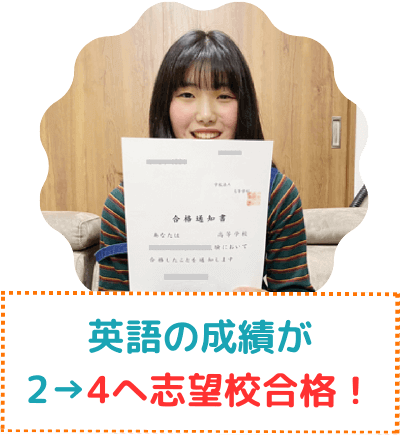 英語の成績が2から4に上がり志望校に合格