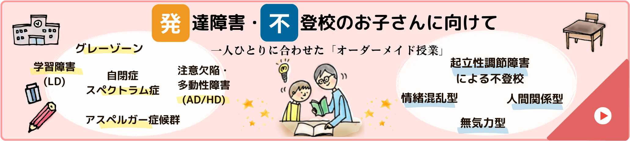 発達障害と不登校のお子さんに向けたやる気アシストの指導法について詳しくはこちらから