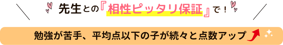 先生との相性ぴったり保証で勉強が苦手、平均点以下の子が続々と点数アップ