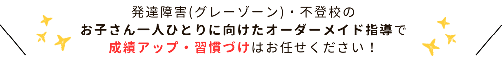 発達障害（グレーゾーン）・不登校のお子さん一人ひとりに向けたオーダーメイド指導で成績アップ・習慣づけはお任せください！