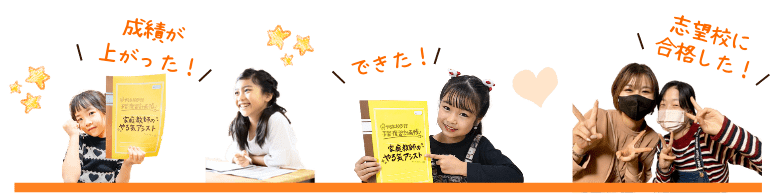 やる気アシストのオンライン個別指導で成績上がった!勉強ができるようになった!志望校に合格した!の声が続々届いています。