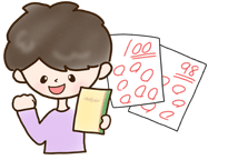 テストでいい点を取った子どものイラスト